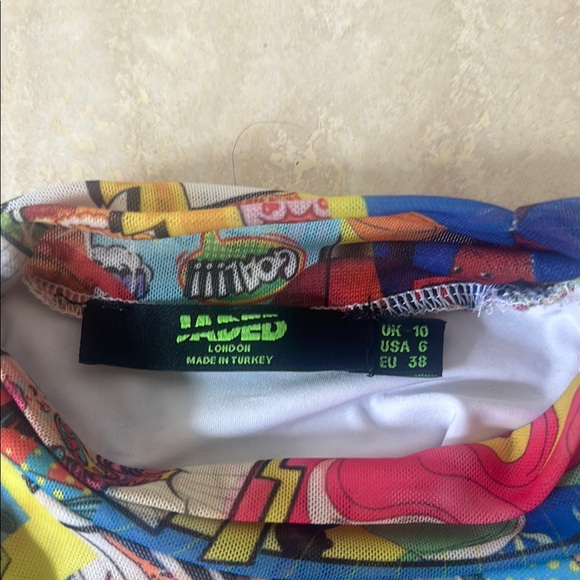 Comic Print Long Sleeve Mesh Dress - Picture 3 of 4